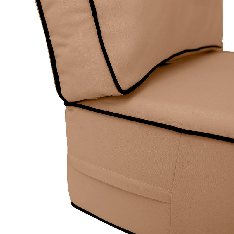 Contrast Piped Trim Large 26x30x6 Deep Seat + Back Slip Cover Only Outdoor Polyester AD104