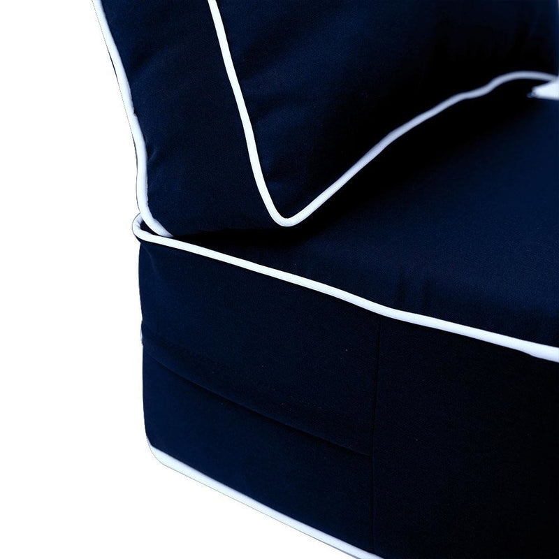 Contrast Piped Trim Large 26x30x6 Deep Seat Back Cushion Slip Cover Set AD101