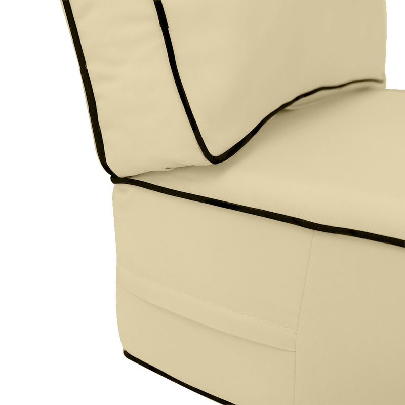 Contrast Piped Trim Medium 24x26x6 Deep Seat + Back Slip Cover Only Outdoor Polyester AD103