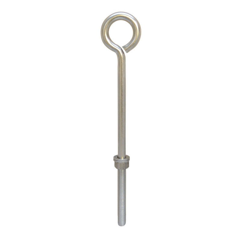 Forge Style Marine Stainless Steel 1/4" x 7" Turned Eye Bolt Nut and Washers  50 Lb Cap.