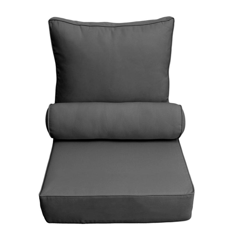 Pipe Trim Medium 24x26x6 Outdoor Deep Seat Back Rest Bolster Cushion Insert Slip Cover Set AD003