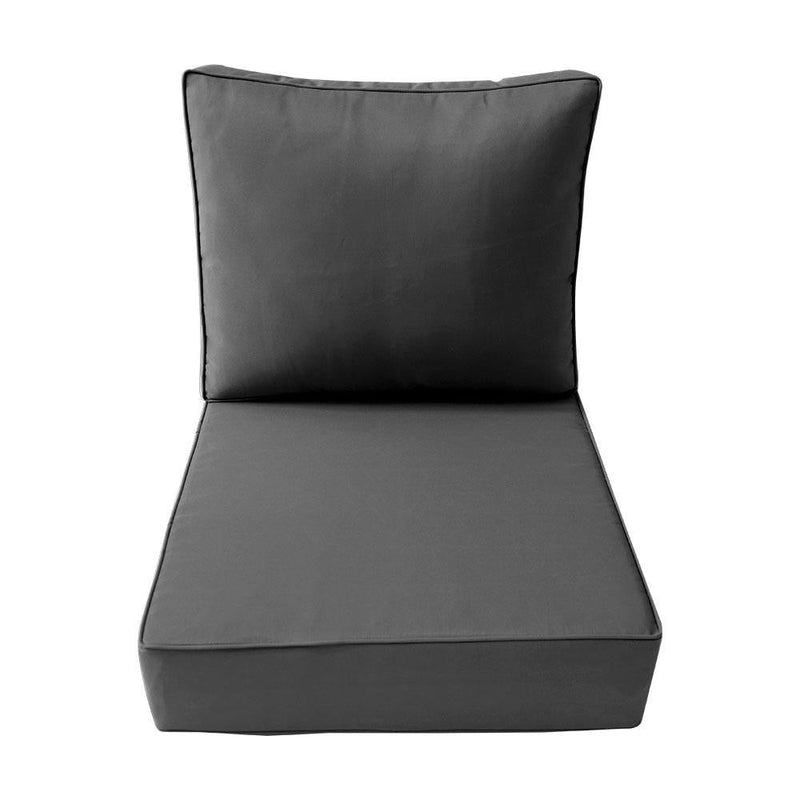 Pipe Trim Medium 24x26x6 Outdoor Deep Seat Back Rest Bolster Cushion Insert Slip Cover Set AD003