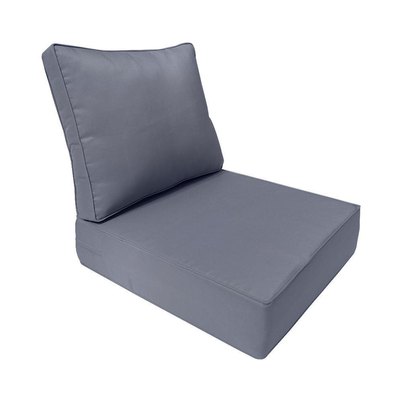 23x24x6 Piped Trim Outdoor Deep Seat Cushion with Bolster Pillow, Water Repellent Patio Cushion Insert and Slipcovers for Patio Furniture AD001