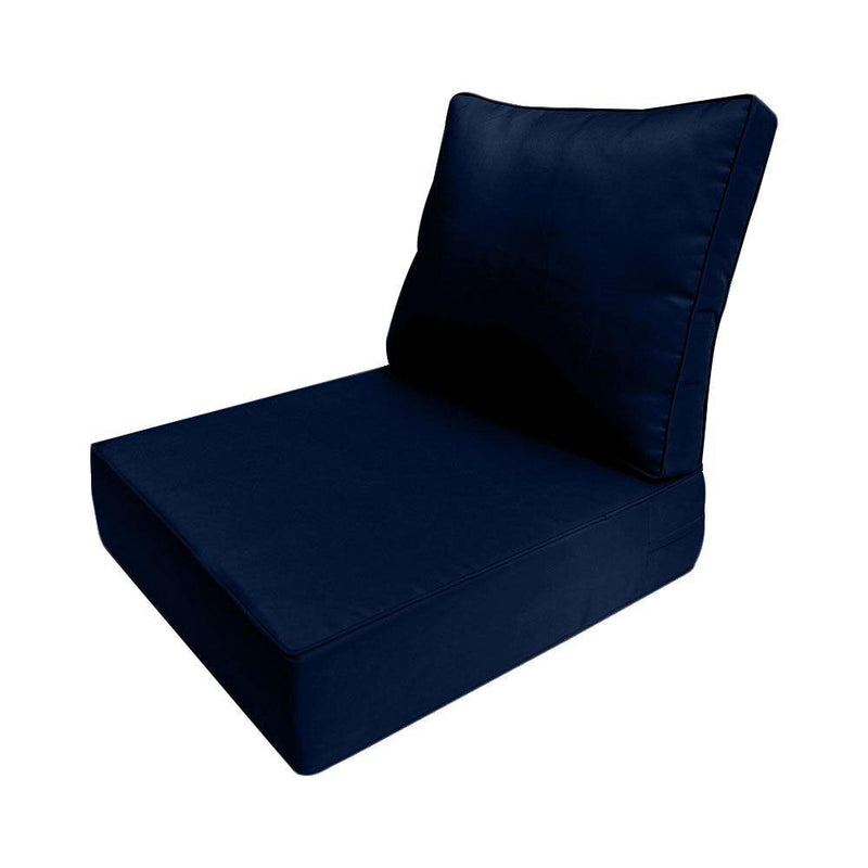 23x24x6 Piped Trim Outdoor Deep Seat Cushion with Bolster Pillow, Water Repellent Patio Cushion Insert and Slipcovers for Patio Furniture AD101