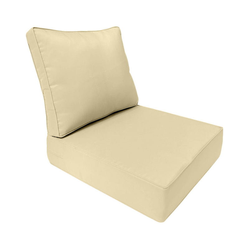 23x24x6 Piped Trim Outdoor Deep Seat Cushion with Bolster Pillow, Water Repellent Patio Cushion Insert and Slipcovers for Patio Furniture AD103