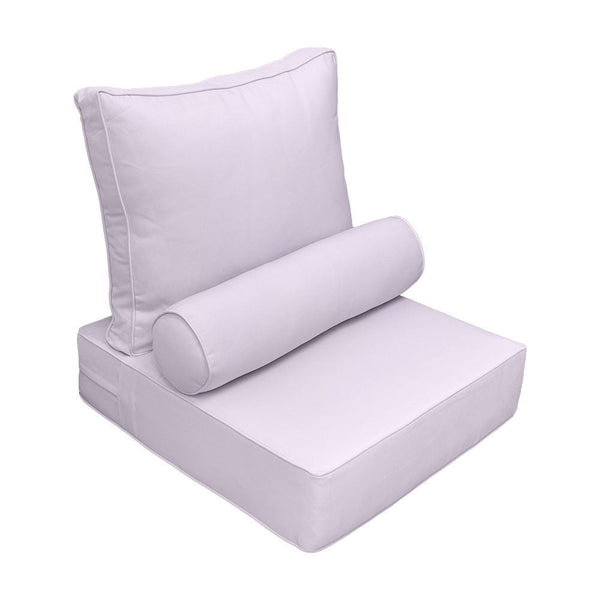 23x24x6 Piped Trim Outdoor Deep Seat Cushion with Bolster Pillow, Water Repellent Patio Cushion Insert and Slipcovers for Patio Furniture AD107