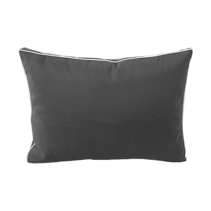 Style1 Full Contrast Pipe Trim Bolster & Back Pillow Cushion Outdoor SLIP COVER ONLY AD003