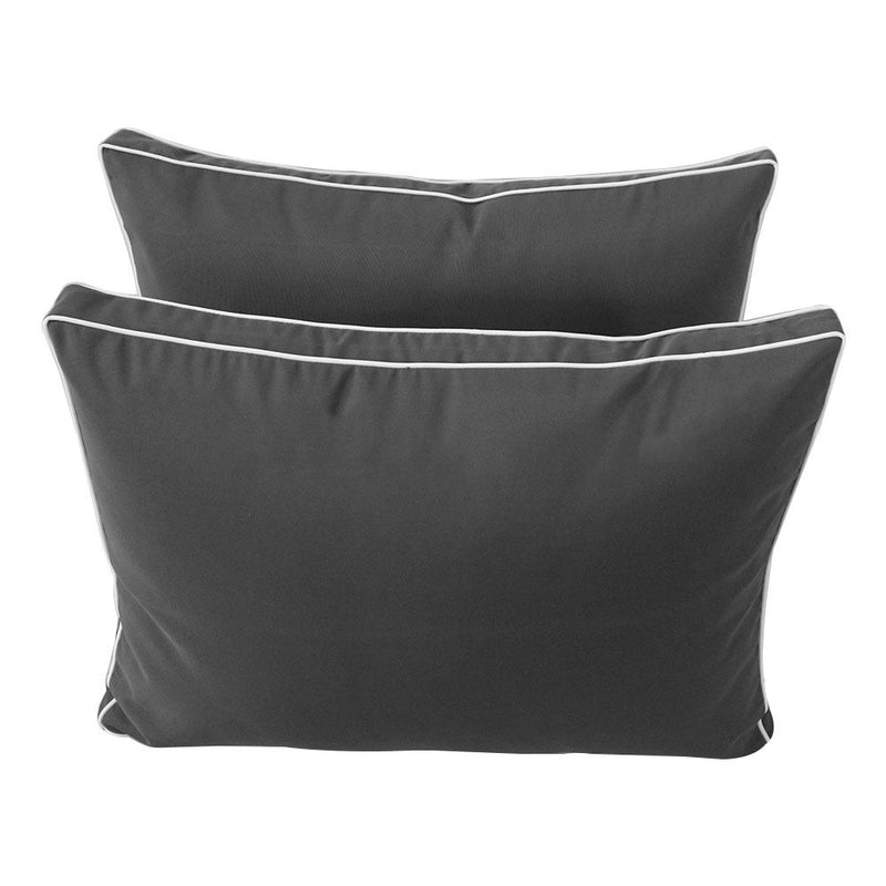 Style1 Queen Contrast Pipe Trim Bolster & Back Pillow Cushion Outdoor SLIP COVER ONLY AD003