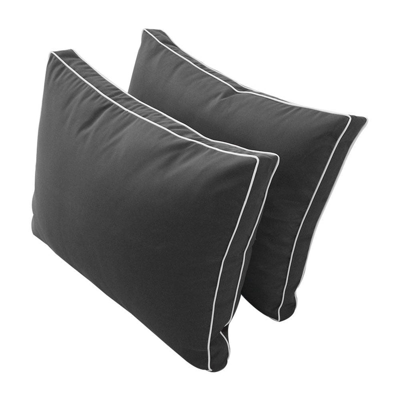 Style1 Queen Contrast Pipe Trim Bolster & Back Pillow Cushion Outdoor SLIP COVER ONLY AD003