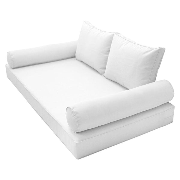 Style1 Queen Size 5PC Pipe Outdoor Daybed Mattress Cushion Bolster Pillow Slip Cover Complete Set AD106