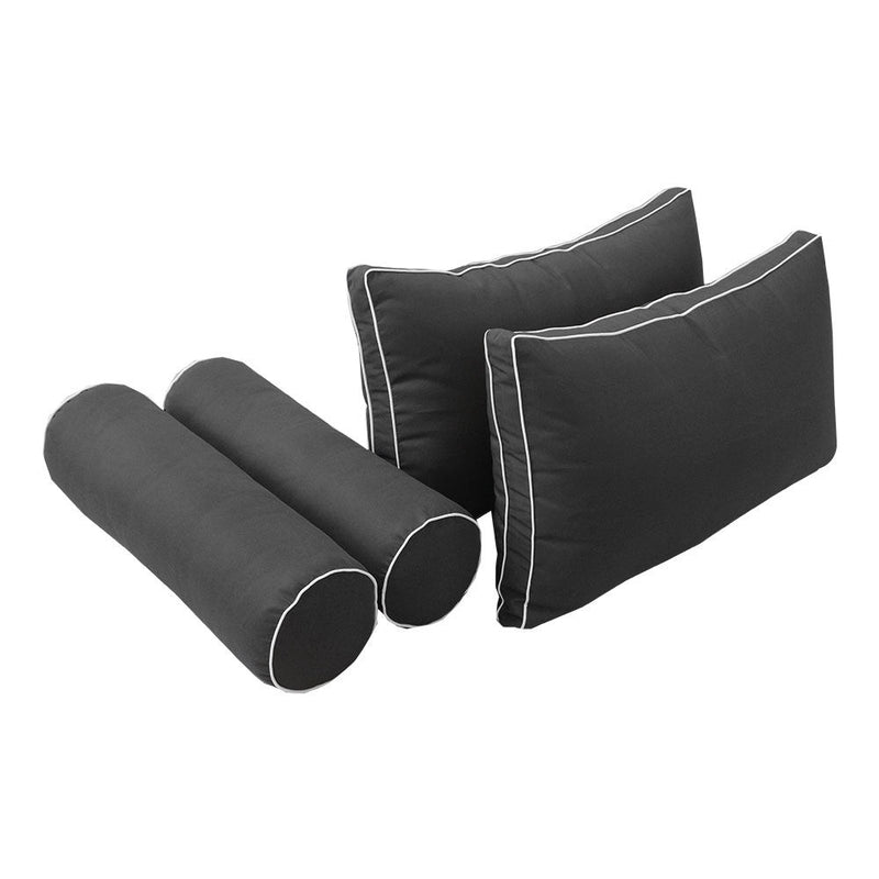 Style2 Crib Contrast Pipe Trim Bolster & Back Pillow Cushion Outdoor SLIP COVER ONLY AD003