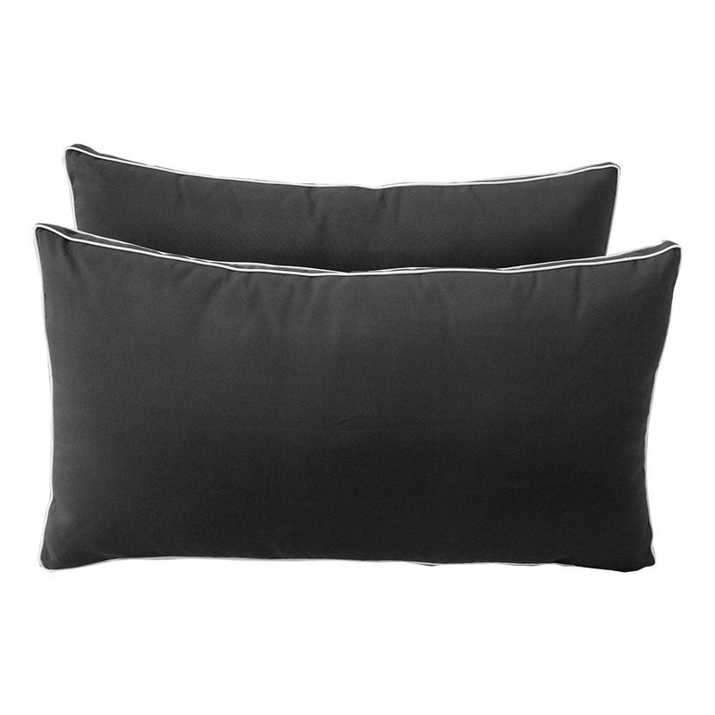 Style2 Full Contrast Pipe Trim Bolster & Back Pillow Cushion Outdoor SLIP COVER ONLY AD003