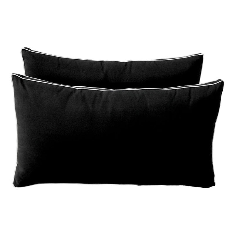 Style2 Full Contrast Pipe Trim Bolster & Back Pillow Cushion Outdoor SLIP COVER ONLY AD109