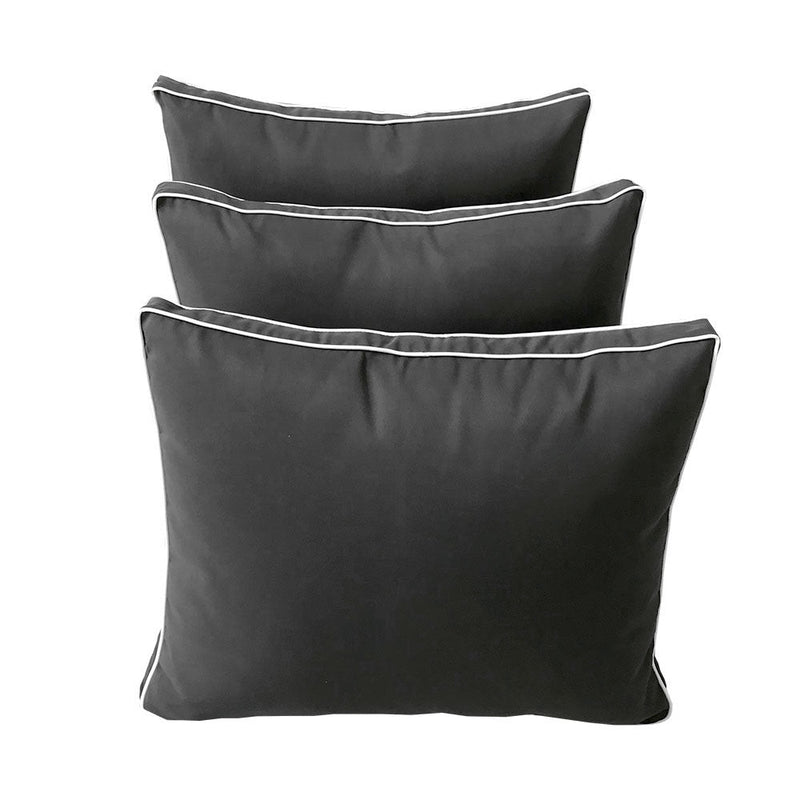 Style3 Crib Contrast Pipe Trim Bolster & Back Pillow Cushion Outdoor SLIP COVER ONLY AD003