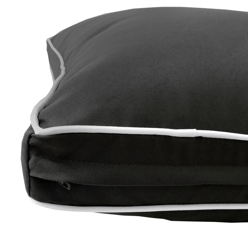 Style3 Full Contrast Pipe Trim Bolster & Back Pillow Cushion Outdoor SLIP COVER ONLY AD003