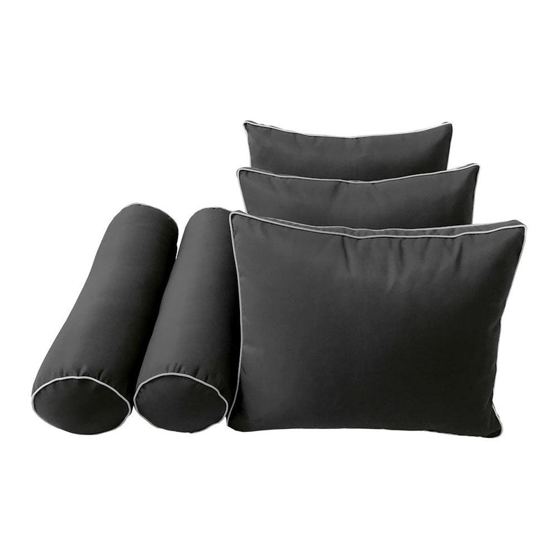 Style3 Twin Contrast Pipe Trim Bolster & Back Pillow Cushion Outdoor SLIP COVER ONLY AD003
