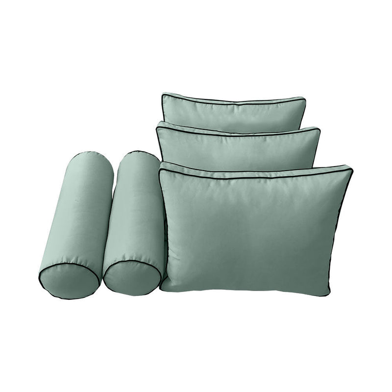 Style3 Twin Size 6PC Contrast Pipe Outdoor Daybed Mattress Cushion Bolster Pillow Slip Cover Complete Set AD002