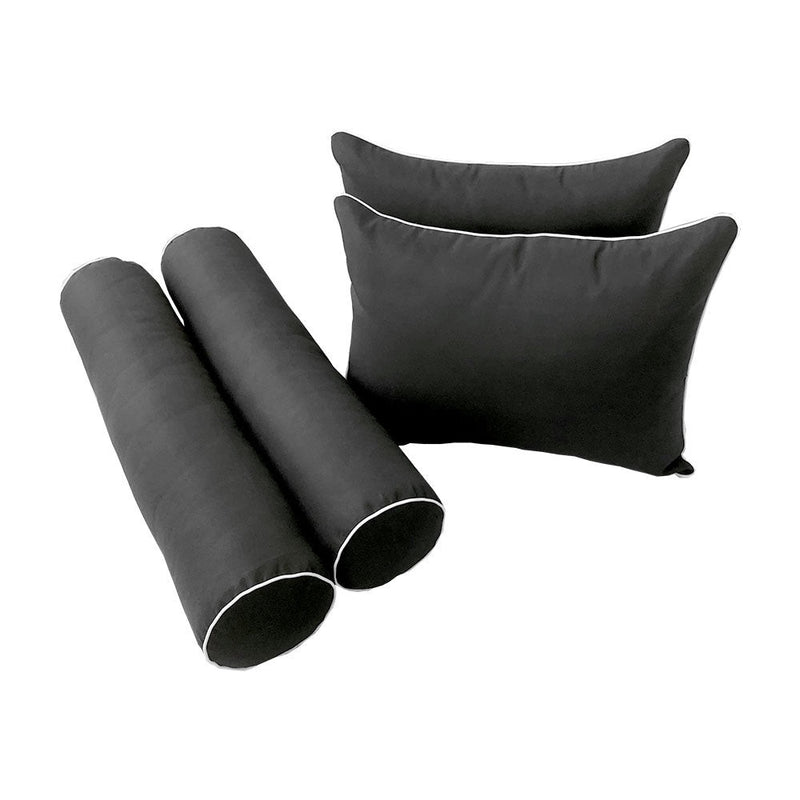 Style4 Crib Contrast Pipe Trim Bolster & Back Pillow Cushion Outdoor SLIP COVER ONLY AD003