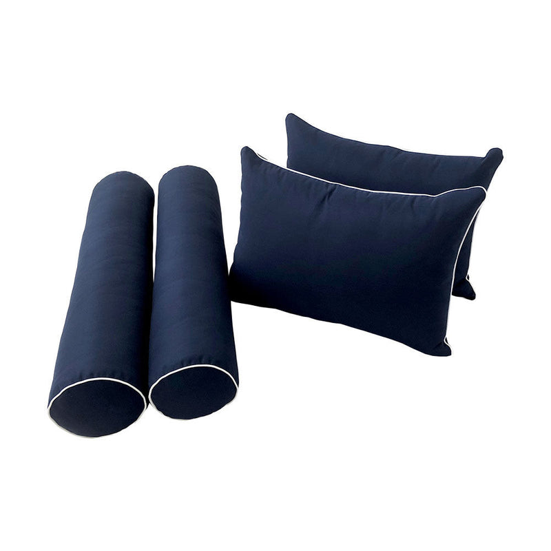 Style4 Full Size 5PC Contrast Pipe Outdoor Daybed Mattress Cushion Bolster Pillow Slip Cover Complete Set AD101