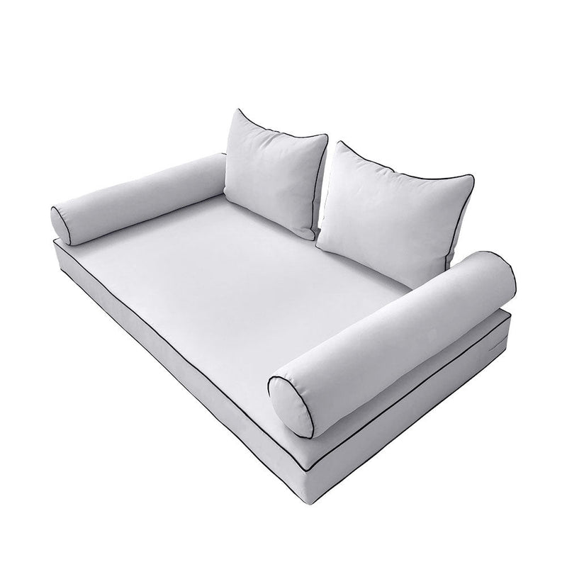 Style4 Queen Size 5PC Contrast Pipe Outdoor Daybed Mattress Cushion Bolster Pillow Slip Cover Complete Set AD105