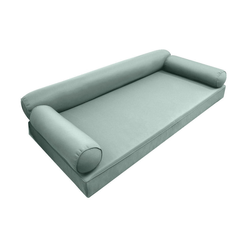 Style6 Crib Size 4PC Pipe Trim Outdoor Daybed Mattress Bolster Pillow Fitted Sheet Slip Cover ONLY AD002