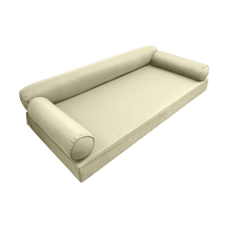 Style6 Full Size 4PC Pipe Trim Outdoor Daybed Mattress Bolster Pillow Fitted Sheet Slip Cover ONLY AD005