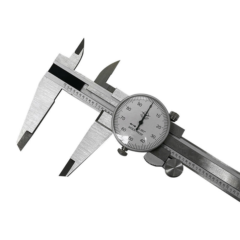 8'' Stainless Steel Dial Caliper Shockproof .001" Graduation Reading Ruler