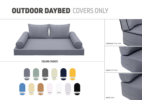 STYLE 1 - Outdoor Daybed Mattress Bolster Backrest Cushion Full Size |COVERS ONLY|