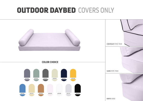 STYLE 5 - Outdoor Daybed Mattress Bolster Pillow Cushion FULL SIZE |COVERS ONLY|