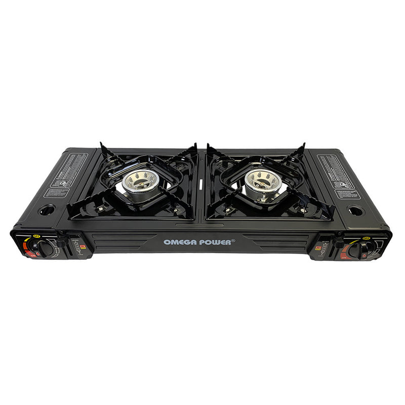 Electric Auto Ignition Butane Stainless Steel Portable Double Burner Stove