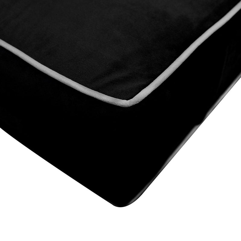 Contrast Pipe 8" Twin Size 75x39x8 Velvet Indoor Daybed Mattress Fitted Sheet |COVER ONLY|-AD374