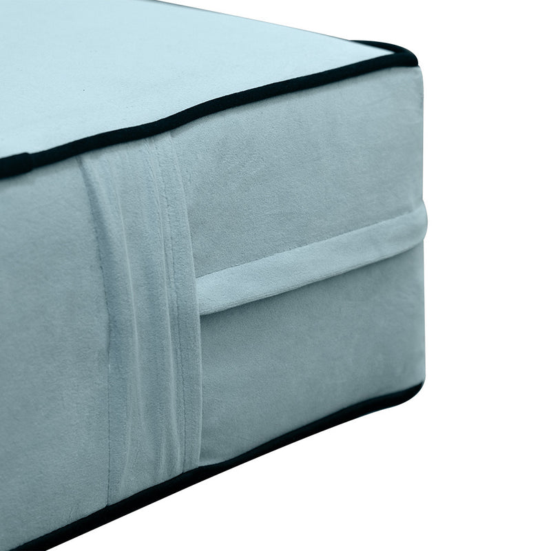 Contrast Pipe 6" Full Size 75x54x6 Velvet Indoor Daybed Mattress Fitted Sheet |COVER ONLY|-AD355