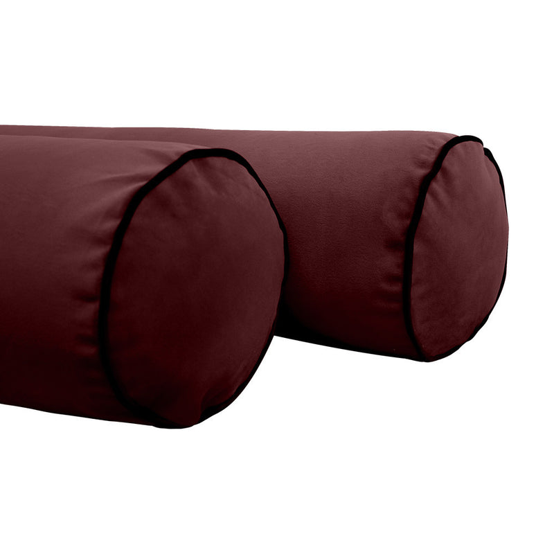 STYLE V1 Twin Velvet Contrast Pipe Indoor Daybed Bolster Pillow |COVER ONLY|AD368