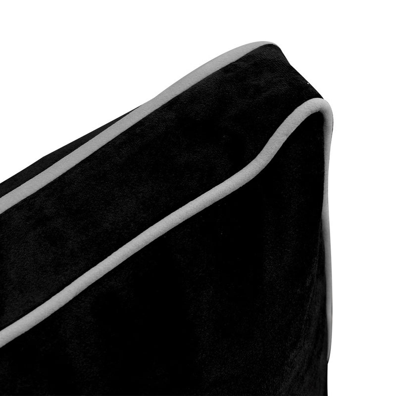 STYLE V1 Twin Velvet Contrast Pipe Indoor Daybed Bolster Pillow |COVER ONLY|AD374