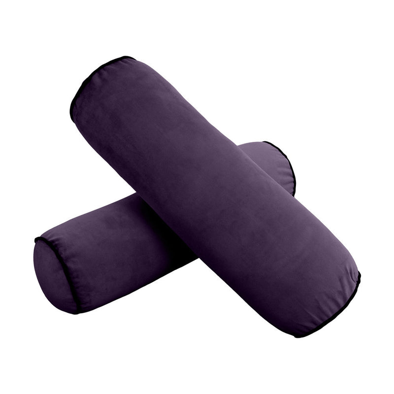 STYLE V2 Full Velvet Contrast Pipe Indoor Daybed Bolster Pillow |COVER ONLY|AD339