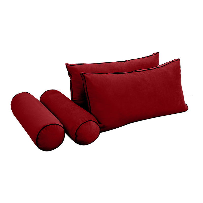 STYLE V2 Full Velvet Contrast Pipe Indoor Daybed Bolster Pillow |COVER ONLY|AD369