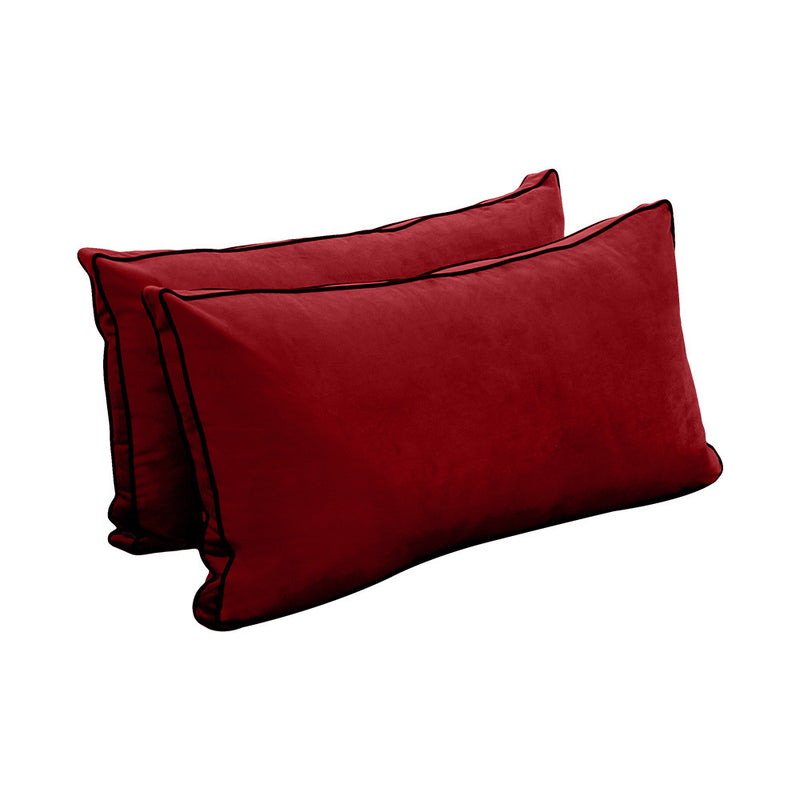 STYLE V2 Twin Velvet Contrast Pipe Indoor Daybed Bolster Pillow |COVER ONLY|AD369