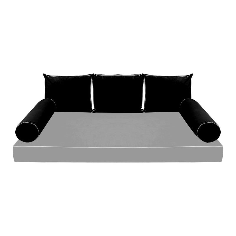 STYLE V3 Twin Velvet Contrast Pipe Indoor Daybed Bolster Pillow |COVER ONLY|AD374