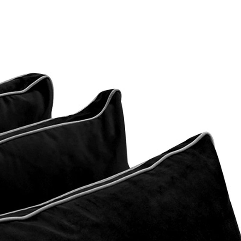 STYLE V3 Twin Velvet Contrast Pipe Indoor Daybed Bolster Pillow |COVER ONLY|AD374