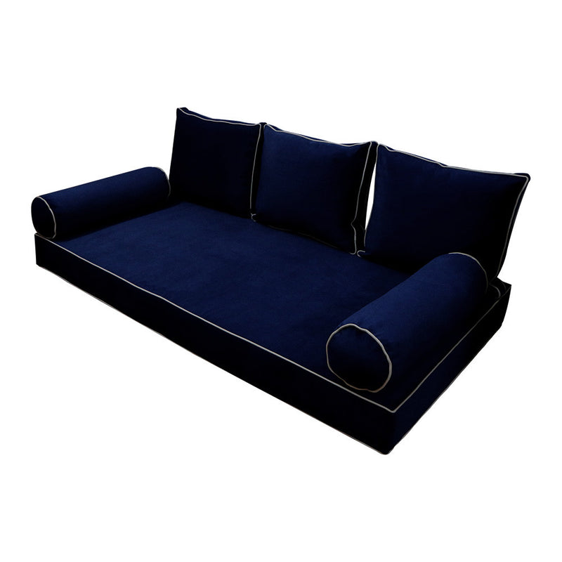 STYLE V3 Full Velvet Contrast Pipe Indoor Daybed Mattress Pillow|COVER ONLY| AD373