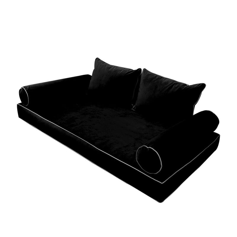 STYLE V4 Full Velvet ContrastPipe Indoor Daybed Mattress Pillow|COVER ONLY|AD374