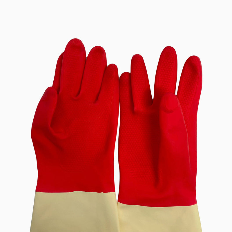 4 Pairs 12'' Long Size Medium Non-Slip Grip Latex Gloves Dish Washing Gloves Cleaning Gloves