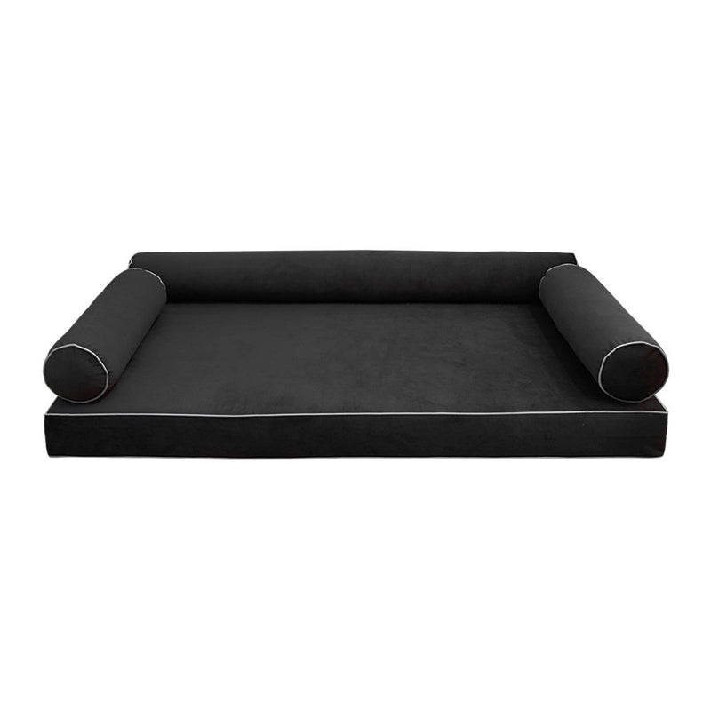 STYLE V6 Twin-XL Velvet Contrast Pipe Indoor Daybed Mattress Pillow |COVER ONLY| AD350