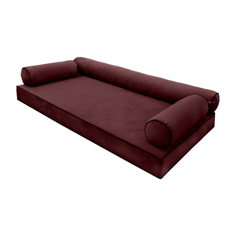 STYLE V6 Twin-XL Velvet Contrast Pipe Indoor Daybed Mattress Pillow |COVER ONLY| AD368