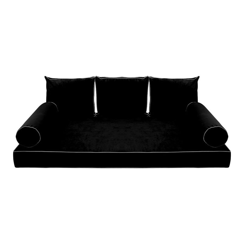 STYLE V3 Twin Velvet Contrast Pipe Indoor Daybed Mattress Pillow |COVER ONLY| AD374