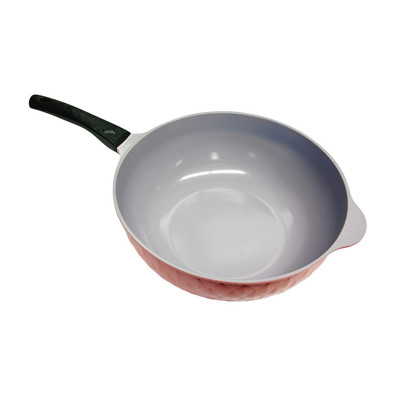 13-1/2" Ceramic Frying Wok Cookware Nonstick Ceramic Interior Exterior Cooking