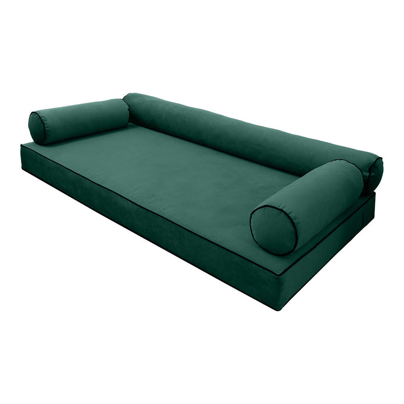 STYLE V6 Twin Velvet Contrast Pipe Indoor Daybed Mattress Pillow |COVER ONLY| AD317