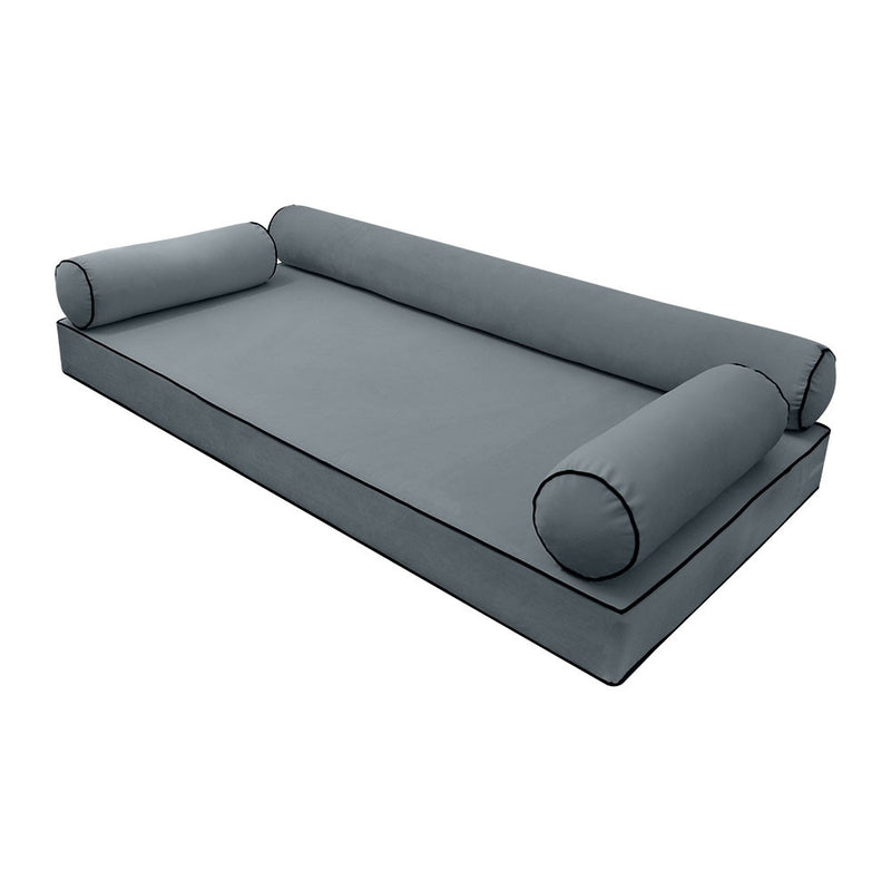 STYLE V6 Twin Velvet Contrast Pipe Indoor Daybed Mattress Pillow |COVER ONLY| AD347