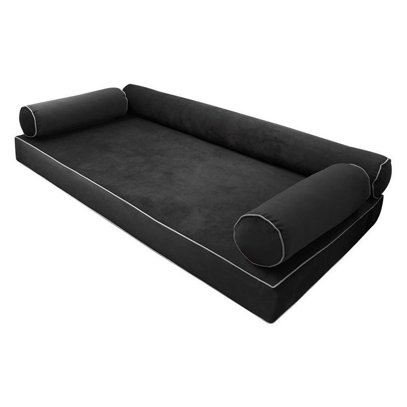 STYLE V6 Twin Velvet Contrast Pipe Indoor Daybed Mattress Pillow |COVER ONLY| AD350