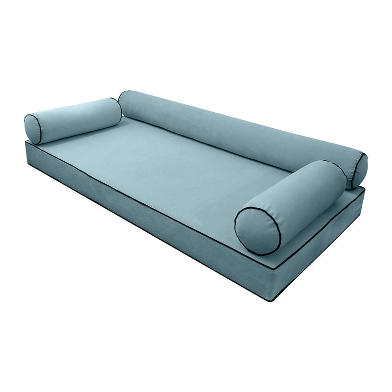 STYLE V6 Twin Velvet Contrast Pipe Indoor Daybed Mattress Pillow |COVER ONLY| AD355